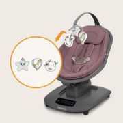 Balansoar si sezlong, Lionelo, Blossom, 5 melodii, 5 moduri de balansare, Cu jucarii, Husa respirabila, 60% bambus, Cu telecomanda, Reglare pozitie scaun pentru somn, Pana la 9 kg, Mov BYNLO-BLOSSOM_PINK_MAUVE