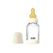 Bibs - set complet biberon boheme din sticla anticolici cu tetina din latex, flux lent, 120 ml, ivory bbb50192216