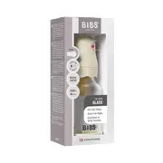 Bibs - set complet biberon boheme din sticla anticolici cu tetina din latex, flux lent, 120 ml, ivory bbb50192216