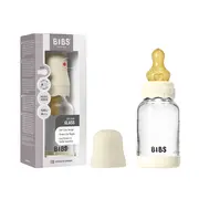 Bibs - set complet biberon boheme din sticla anticolici cu tetina din latex, flux lent, 120 ml, ivory bbb50192216
