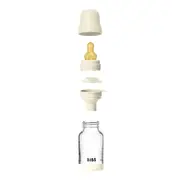 Bibs - set complet biberon boheme din sticla anticolici cu tetina din latex, flux lent, 120 ml, ivory bbb50192216