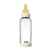 Bibs - set complet biberon boheme din sticla anticolici cu tetina din latex, flux mediu, 240 ml, ivory bbb50202216