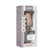 Bibs - set complet biberon din sticla anticolici cu tetina din latex, flux lent, 120 ml, blush bbb5019244