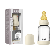 Bibs - set complet biberon din sticla anticolici cu tetina din latex, flux lent, 120 ml, ivory bbb5019216