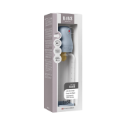 Bibs - set complet biberon din sticla anticolici cu tetina din latex, flux mediu, 240 ml, baby blue bbb5020231