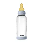 Bibs - set complet biberon din sticla anticolici cu tetina din latex, flux mediu, 240 ml, baby blue bbb5020231