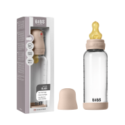 Bibs - set complet biberon din sticla anticolici cu tetina din latex, flux mediu, 240 ml, blush bbb5020244