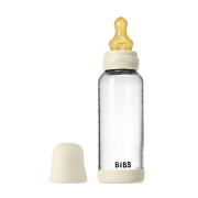 Bibs - set complet biberon din sticla anticolici cu tetina din latex, flux mediu, 240 ml, ivory bbb5020216