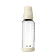 Bibs - set complet biberon din sticla anticolici cu tetina din latex, flux mediu, 240 ml, ivory bbb5020216