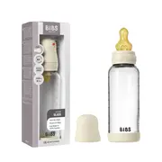 Bibs - set complet biberon din sticla anticolici cu tetina din latex, flux mediu, 240 ml, ivory bbb5020216