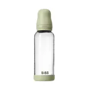 Bibs - set complet biberon din sticla anticolici cu tetina din latex, flux mediu, 240 ml, sage bbb5020250