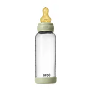 Bibs - set complet biberon din sticla anticolici cu tetina din latex, flux mediu, 240 ml, sage bbb5020250