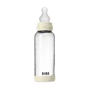 Bibs - set complet biberon din sticla anticolici cu tetina din silicon, flux mediu, 240 ml, ivory bbb50201216