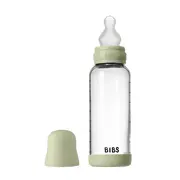 Bibs - set complet biberon din sticla anticolici cu tetina din silicon, flux mediu, 240 ml, sage bbb50201250