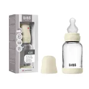 Bibs - set complet biberon din sticla anticolici cu tetina din silicon flux lent, 120 ml, ivory bbb50191216