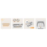 Cadita pliabila, Lionelo, Bubble, Suport anatomic si dop incluse, Cu termometru, Capacitate 50 l, 85 x 50 cm, Gri BYNLOC-BABY_BUBBLE_GREY_DOVE