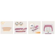 Cadita pliabila, Lionelo, Bubble, Suport anatomic si dop incluse, Cu termometru, Capacitate 50 l, 85 x 50 cm, Roz BYNLOC-BABY_BUBBLE_PINK_MAGNOLIA
