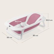 Cadita pliabila, Lionelo, Bubble, Suport anatomic si dop incluse, Cu termometru, Capacitate 50 l, 85 x 50 cm, Roz BYNLOC-BABY_BUBBLE_PINK_MAGNOLIA