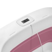 Cadita pliabila, Lionelo, Bubble, Suport anatomic si dop incluse, Cu termometru, Capacitate 50 l, 85 x 50 cm, Roz BYNLOC-BABY_BUBBLE_PINK_MAGNOLIA