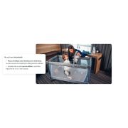 Patut pliant, Lionelo, Flower, Cu doua nivele, Cu arcada, Geanta transport, Masuta de infasat, Bara cu jucarii, Fereastra laterala, 120x60 cm, Conform cu standardele europeane de securitate EN 716 si EN12221, Verde BYNLO-FLOWER_GREEN_TURQUOISE