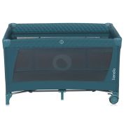 Patut pliant, Lionelo, Flower, Cu doua nivele, Cu arcada, Geanta transport, Masuta de infasat, Bara cu jucarii, Fereastra laterala, 120x60 cm, Conform cu standardele europeane de securitate EN 716 si EN12221, Verde BYNLO-FLOWER_GREEN_TURQUOISE