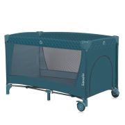 Patut pliant, Lionelo, Flower, Cu doua nivele, Cu arcada, Geanta transport, Masuta de infasat, Bara cu jucarii, Fereastra laterala, 120x60 cm, Conform cu standardele europeane de securitate EN 716 si EN12221, Verde BYNLO-FLOWER_GREEN_TURQUOISE