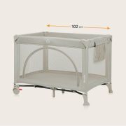 Patut pliant, Lionelo, Laura, 102 x 74 cm, Cu doua nivele, Functie de tarc, Cu roti, Include salteluta si geanta de transport, Pereti din plasa, Deschidere laterala, Pana la 15 kg, 0 luni +, Bej BYNLO-LAURA_BEIGE_SAND