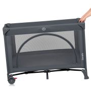 Patut pliant, Lionelo, Laura, 102 x 74 cm, Cu doua nivele, Functie de tarc, Cu roti, Include salteluta si geanta de transport, Pereti din plasa, Deschidere laterala, Pana la 15 kg, 0 luni +, Gri BYNLO-LAURA_GREY_CONCRETE
