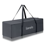 Patut pliant, Lionelo, Laura, 102 x 74 cm, Cu doua nivele, Functie de tarc, Cu roti, Include salteluta si geanta de transport, Pereti din plasa, Deschidere laterala, Pana la 15 kg, 0 luni +, Gri BYNLO-LAURA_GREY_CONCRETE