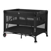 Patut pliant, Lionelo, Laura, 102 x 74 cm, Cu doua nivele, Functie de tarc, Cu roti, Include salteluta si geanta de transport, Pereti din plasa, Deschidere laterala, Pana la 15 kg, 0 luni +, Negru BYNLO-LAURA_BLACK_CARBON
