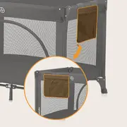 Patut pliant, Lionelo, Laura, 102 x 74 cm, Cu doua nivele, Functie de tarc, Cu roti, Include salteluta si geanta de transport, Pereti din plasa, Deschidere laterala, Pana la 15 kg, 0 luni +, Negru BYNLO-LAURA_BLACK_CARBON