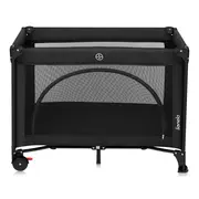 Patut pliant, Lionelo, Laura, 102 x 74 cm, Cu doua nivele, Functie de tarc, Cu roti, Include salteluta si geanta de transport, Pereti din plasa, Deschidere laterala, Pana la 15 kg, 0 luni +, Negru BYNLO-LAURA_BLACK_CARBON