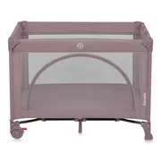 Patut pliant, Lionelo, Laura, 102 x 74 cm, Cu doua nivele, Functie de tarc, Cu roti, Include salteluta si geanta de transport, Pereti din plasa, Deschidere laterala, Pana la 15 kg, 0 luni +, Roz BYNLO-LAURA_PINK_NUDE