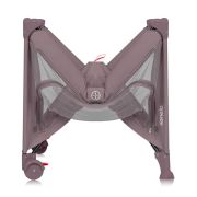 Patut pliant, Lionelo, Laura, 102 x 74 cm, Cu doua nivele, Functie de tarc, Cu roti, Include salteluta si geanta de transport, Pereti din plasa, Deschidere laterala, Pana la 15 kg, 0 luni +, Roz BYNLO-LAURA_PINK_NUDE