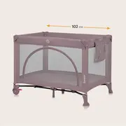 Patut pliant, Lionelo, Laura, 102 x 74 cm, Cu doua nivele, Functie de tarc, Cu roti, Include salteluta si geanta de transport, Pereti din plasa, Deschidere laterala, Pana la 15 kg, 0 luni +, Roz BYNLO-LAURA_PINK_NUDE