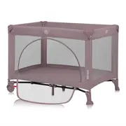 Patut pliant, Lionelo, Laura, 102 x 74 cm, Cu doua nivele, Functie de tarc, Cu roti, Include salteluta si geanta de transport, Pereti din plasa, Deschidere laterala, Pana la 15 kg, 0 luni +, Roz BYNLO-LAURA_PINK_NUDE