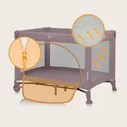 Patut pliant, Lionelo, Laura, 102 x 74 cm, Cu doua nivele, Functie de tarc, Cu roti, Include salteluta si geanta de transport, Pereti din plasa, Deschidere laterala, Pana la 15 kg, 0 luni +, Roz BYNLO-LAURA_PINK_NUDE