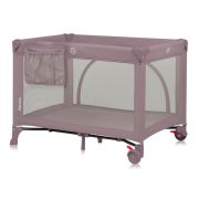 Patut pliant, Lionelo, Laura, 102 x 74 cm, Cu doua nivele, Functie de tarc, Cu roti, Include salteluta si geanta de transport, Pereti din plasa, Deschidere laterala, Pana la 15 kg, 0 luni +, Roz BYNLO-LAURA_PINK_NUDE