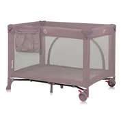 Patut pliant, Lionelo, Laura, 102 x 74 cm, Cu doua nivele, Functie de tarc, Cu roti, Include salteluta si geanta de transport, Pereti din plasa, Deschidere laterala, Pana la 15 kg, 0 luni +, Roz BYNLO-LAURA_PINK_NUDE