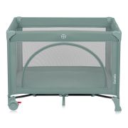 Patut pliant, Lionelo, Laura, 102 x 74 cm, Cu doua nivele, Functie de tarc, Cu roti, Include salteluta si geanta de transport, Pereti din plasa, Deschidere laterala, Pana la 15 kg, 0 luni +, Verde BYNLO-LAURA_GREEN_SAGE