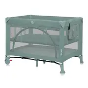Patut pliant, Lionelo, Laura, 102 x 74 cm, Cu doua nivele, Functie de tarc, Cu roti, Include salteluta si geanta de transport, Pereti din plasa, Deschidere laterala, Pana la 15 kg, 0 luni +, Verde BYNLO-LAURA_GREEN_SAGE