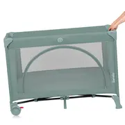 Patut pliant, Lionelo, Laura, 102 x 74 cm, Cu doua nivele, Functie de tarc, Cu roti, Include salteluta si geanta de transport, Pereti din plasa, Deschidere laterala, Pana la 15 kg, 0 luni +, Verde BYNLO-LAURA_GREEN_SAGE