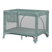 Patut pliant, Lionelo, Laura, 102 x 74 cm, Cu doua nivele, Functie de tarc, Cu roti, Include salteluta si geanta de transport, Pereti din plasa, Deschidere laterala, Pana la 15 kg, 0 luni +, Verde BYNLO-LAURA_GREEN_SAGE