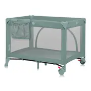 Patut pliant, Lionelo, Laura, 102 x 74 cm, Cu doua nivele, Functie de tarc, Cu roti, Include salteluta si geanta de transport, Pereti din plasa, Deschidere laterala, Pana la 15 kg, 0 luni +, Verde BYNLO-LAURA_GREEN_SAGE