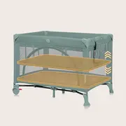 Patut pliant, Lionelo, Laura, 102 x 74 cm, Cu doua nivele, Functie de tarc, Cu roti, Include salteluta si geanta de transport, Pereti din plasa, Deschidere laterala, Pana la 15 kg, 0 luni +, Verde BYNLO-LAURA_GREEN_SAGE