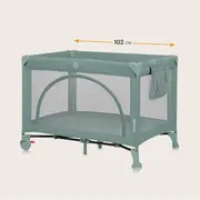 Patut pliant, Lionelo, Laura, 102 x 74 cm, Cu doua nivele, Functie de tarc, Cu roti, Include salteluta si geanta de transport, Pereti din plasa, Deschidere laterala, Pana la 15 kg, 0 luni +, Verde BYNLO-LAURA_GREEN_SAGE