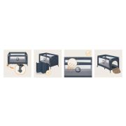 Patut pliant, Lionelo, Stefi, Cu un nivel, Cu intrare laterala cu fermoar, 2 roti, 120x60 cm, Conform cu standardul european de securitate EN 716, Albastru BYNLO-STEFI_BLUE_GREY