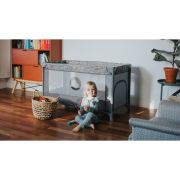 Patut pliant, Lionelo, Stefi, Cu un nivel, Cu intrare laterala cu fermoar, 2 roti, 120x60 cm, Conform cu standardul european de securitate EN 716, Albastru BYNLO-STEFI_BLUE_GREY