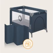 Patut pliant, Lionelo, Stefi, Cu un nivel, Cu intrare laterala cu fermoar, 2 roti, 120x60 cm, Conform cu standardul european de securitate EN 716, Albastru BYNLO-STEFI_BLUE_GREY