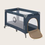 Patut pliant, Lionelo, Stefi, Cu un nivel, Cu intrare laterala cu fermoar, 2 roti, 120x60 cm, Conform cu standardul european de securitate EN 716, Albastru BYNLO-STEFI_BLUE_GREY